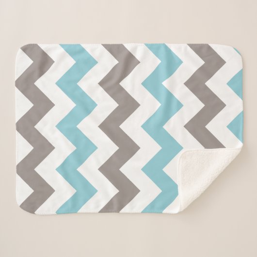 Modern Blue Gray Chevron Pattern Sherpa Deken (Voorkant (horizontaal))