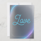 Modern Blue Gray Purple Electric Neon Glow Wedding Kaart (Achterkant)