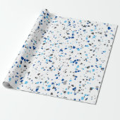 Modern Blue Gray Terrazzo Pattern Cadeaupapier (Uitgerold)