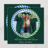 Modern Blue Green 1 Photo Afstuderen Aankondiging (Voorkant / Achterkant)