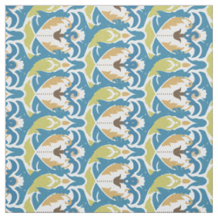 Modern Blue Green Floral Custom Fabric Stof