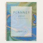 Modern Blue Green & Gold Abstract Planner (Voorkant)