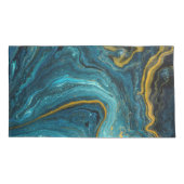 Modern Blue Green Gold Dust Abstract Art Marble Pi Kussensloop (Achterkant)