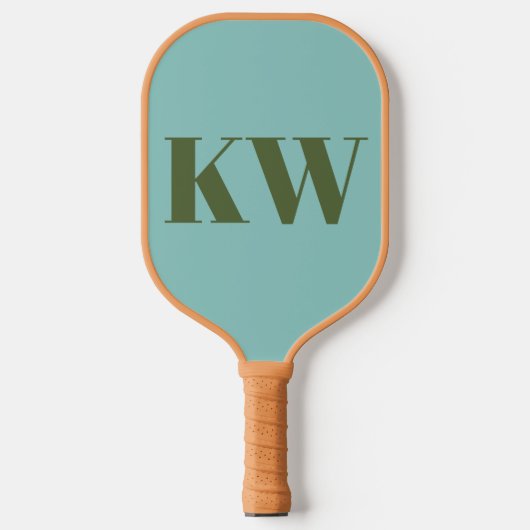 Modern Blue Green Monogram Initialen op maat Pickleball Paddle (Voorkant)