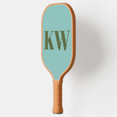 Modern Blue Green Monogram Initialen op maat Pickleball Paddle (Links)