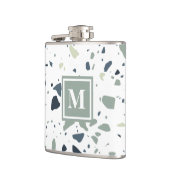 Modern Blue Green Terrazzo Marble Monogram Heupfles (Links)