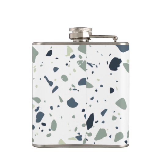 Modern Blue Green Terrazzo Marble Monogram Heupfles (Achterkant)