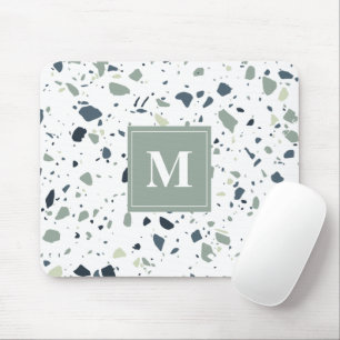 Modern Blue Green Terrazzo Marble Monogram Muismat