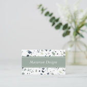 Modern Blue Green Terrazzo Marble Monogram Visitekaartje (Staand voorkant)