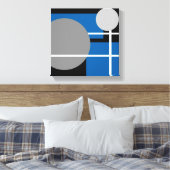 Modern Blue Grey Black White - omcirkeld Canvas (Insitu (Slaapkamer))