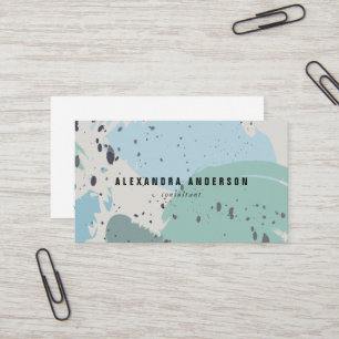 Modern Blue Grey Brush Strokes Visitekaartje