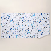 Modern Blue Grey Geometric Terrazzo Pattern Strandlaken (Voorkant)