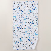 Modern Blue Grey Geometric Terrazzo Pattern Strandlaken (Voorkant)