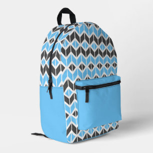 Modern Blue Grey Herringbone Geometric Pattern Bedrukte Rugzak