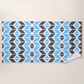 Modern Blue Grey Herringbone Geometric Pattern Strandlaken (Voorkant)