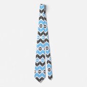 Modern Blue Grey Herringbone Geometric Pattern Stropdas (Voorkant)