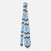 Modern Blue Grey Herringbone Geometric Pattern Stropdas (Achterkant)
