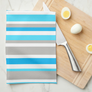 Modern Blue Grey Stripe Pattern Kitchen Towel Theedoek