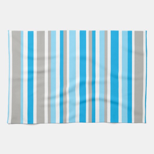 Modern Blue Grey Stripe Pattern Kitchen Towel Theedoek (Horizontaal)