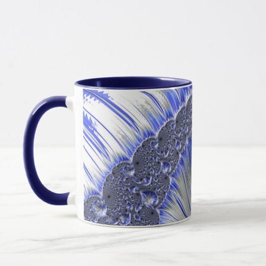 Modern Blue Grey White Spiral Fractal Mok (Links)