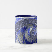 Modern Blue Grey White Spiral Fractal Mok (Midden)