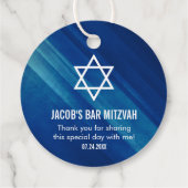 Modern Blue Grunge Bar Mitzvah Bedankjes Labels (Achterkant)