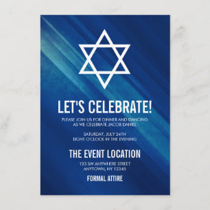 Modern Blue Grunge Bar Mitzvah Reception Kaart