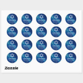 Modern Blue Grunge Bar Mitzvah Ronde Sticker (Vel)