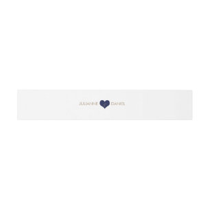 Modern Blue Heart Invitation Belly Band Uitnodigingen Wikkel