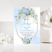 Modern Blue Hydrangea Baby Shower Invitation