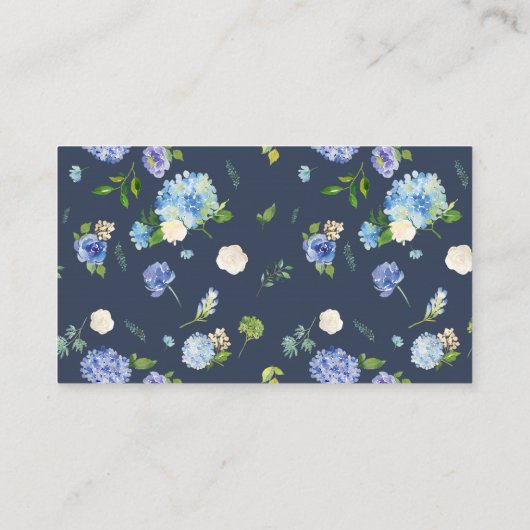 Modern Blue Hydrangea Baby shower QR Code Registry Informatiekaartje (Achterkant)