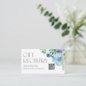Modern Blue Hydrangea Baby shower QR Code Registry Informatiekaartje (Staand voorkant)