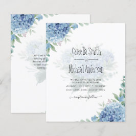 Modern Blue Hydrangea Floral Wedding Invitation