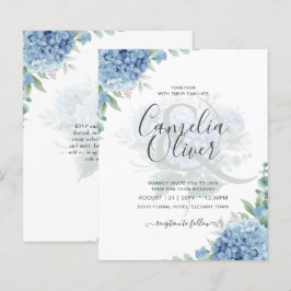 Modern Blue Hydrangea Floral Wedding Invitation