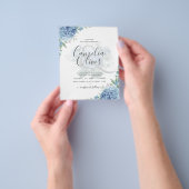 Modern Blue Hydrangea Floral Wedding Invitation Flyer (Hand)
