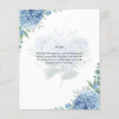 Modern Blue Hydrangea Floral Wedding Invitation Flyer (Achterkant)