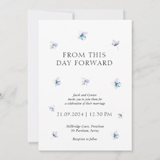 Modern Blue Hydrangea Floral Wedding Invitation Kaart
