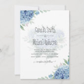 Modern Blue Hydrangea Floral Wedding Invitation Kaart (Voorkant)