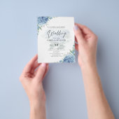 Modern Blue Hydrangea PHOTO Wedding Invitation Flyer (Hand)