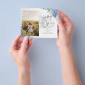 Modern Blue Hydrangea PHOTO Wedding Invitation Flyer (Hand)