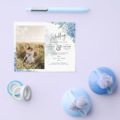 Modern Blue Hydrangea PHOTO Wedding Invitation Flyer (Enkel)