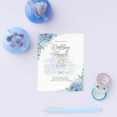 Modern Blue Hydrangea PHOTO Wedding Invitation Flyer (Enkel)