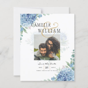 Modern Blue Hydrangea Wedding QR Code