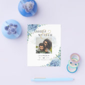 Modern Blue Hydrangea Wedding QR Code Flyer (Enkel)