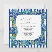 Modern Blue Hydrangeas Stripe Rehearsal Dinner Kaart (Voorkant)