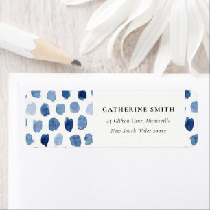 MODERN BLUE INDIGO WATERVERF STIP ADRES ETIKET