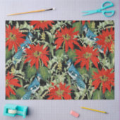 Modern Blue Jay Poinsettia Collage Tissue Paper Tissuepapier (Craft)
