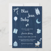 Modern Blue Jean Baby Denim Baby shower Kaart (Voorkant)