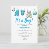 Modern Blue Laundry Het is een Baby shower van een Kaart (Staand voorkant)