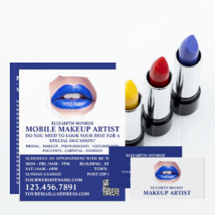 Modern Blue Lips, Makeup Artist Visitekaartje